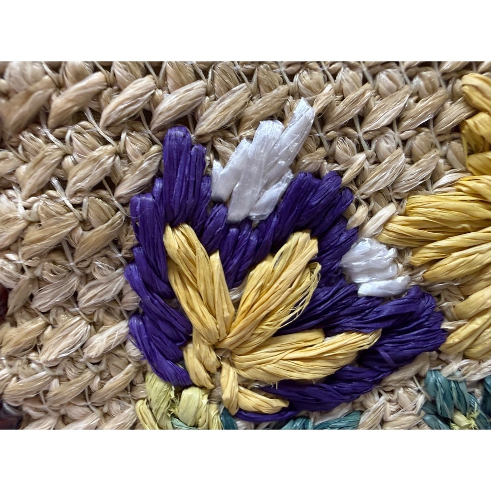 NWT BRAHMIN Le Jardin Collection Sandrine Straw Clutch - Natural w/Floral Accent - Picture 7 of 12